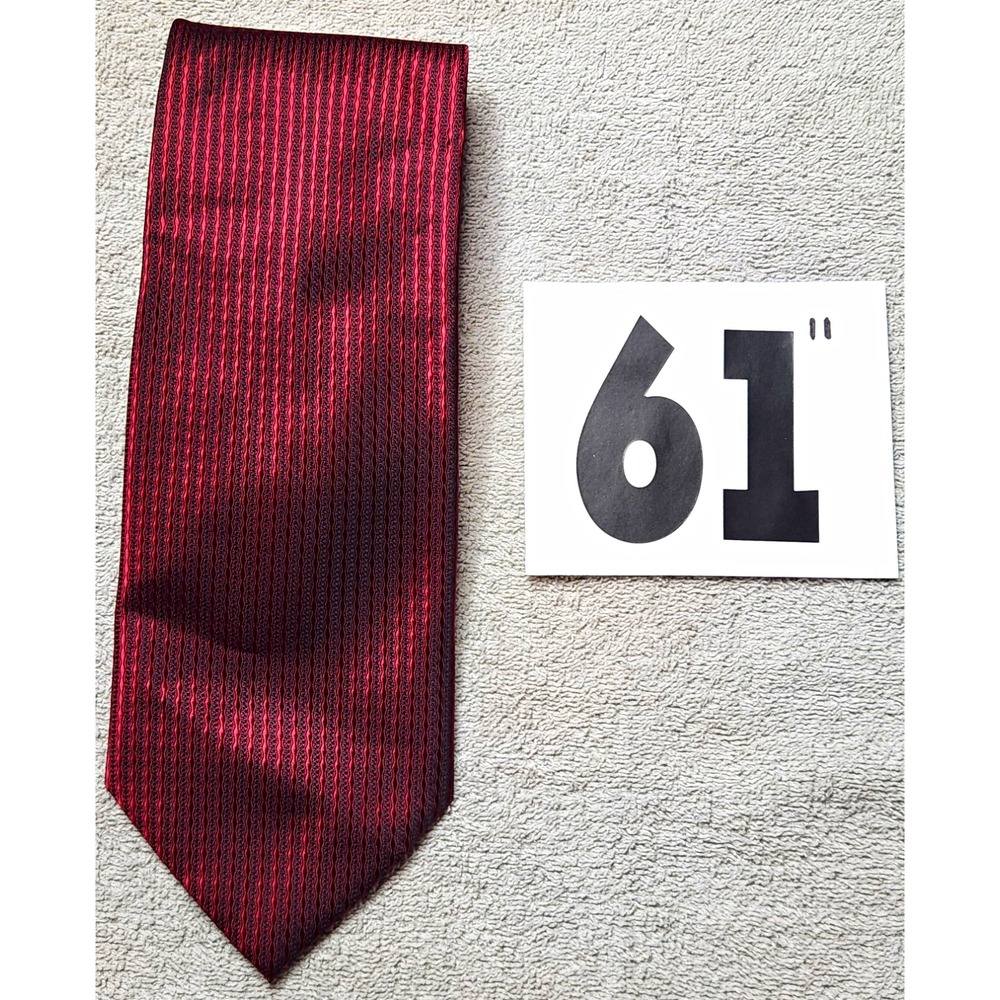 FX Design Men's Tie Red Black Striped Woven Polyester Neck Tie - 61"